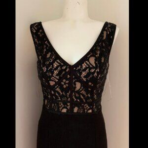 NWT Cache Ottoman Illusion Lace Black Formal Gown Dress 4 SMALL